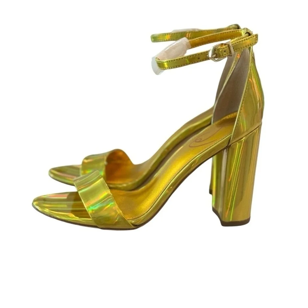 Sam Edelman Yaro‎ Gold Metallic Block Heel Ankle Strap Sandals Womens Size 9M - Picture 13 of 16